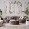Strip Design Fabric Lounge Suite Mebel Parma Sofa Set Curve Shape Couch