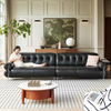 Custom Luxury Modern Sofa for Hotels Italian Black Leather Couch Feather Sofa