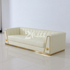 Italian Modern Furniture Versace Couch Beige Leather Sectional Sofa Set