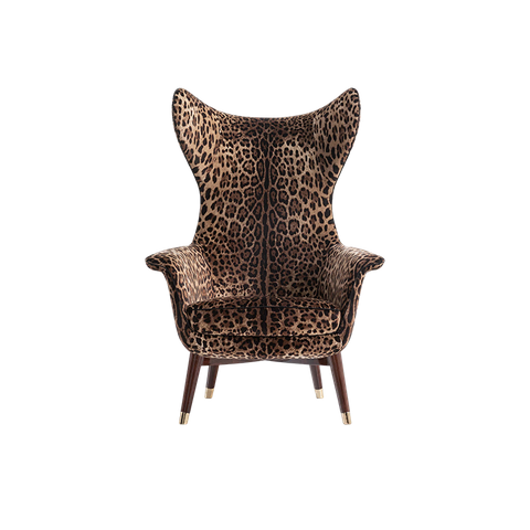 Foshan Luxury Furniture Symmetrical Design Leopard Fabric Lilla Armchair
