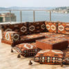 Arabic Sofa Brown Moroccan Livingroom Cushions Corner Floor Seating Set