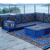 Foshan Majlis Sofa Factory Arabic Floor Seating Set Navy Fabric Sectional Sofa