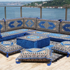 Royal Blue Arabic Sofa Set Floor Sofa Seating Set Fabric Majlis Sofa
