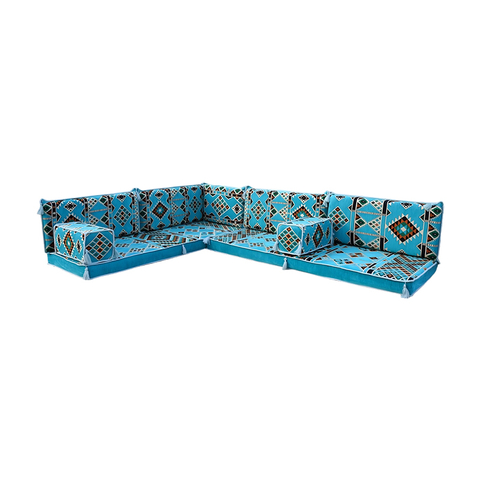 Light Blue Floor Cushions Arabic Sectional Sofas Corner Majlis Sofa