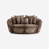 DG Giglio Round Shape Wide Seat Two Seater Leopard Fabric Loveseat Sofa