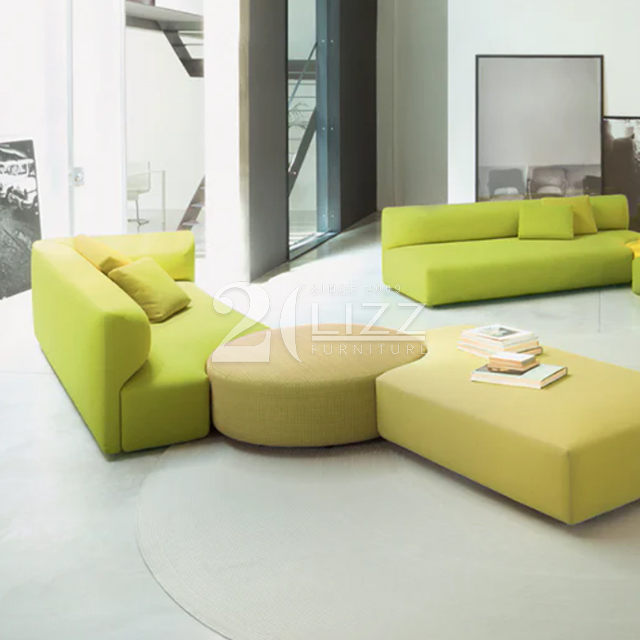 Modern Living Room Lounge Public Area Sofa Vivid Color Fabric Sofa Set