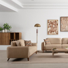 Solid Wood Upholstered Lounge Brown Linen Fabric Boston Sofa Set