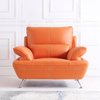 Orange Leather Living Room Sofa Set Sectional Couch