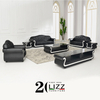 Royal Living Room Sofa Set Black Leather Chesterfield Couch