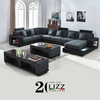 Leisure Furniture Big Sectional Italian Leather Sofa with LED Light