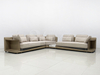 Contemporary Italian Leather and Fabric Corner Sectional Sofa