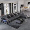 Futuristic Modern L-shape Sectional Leather Sofa with Music Player