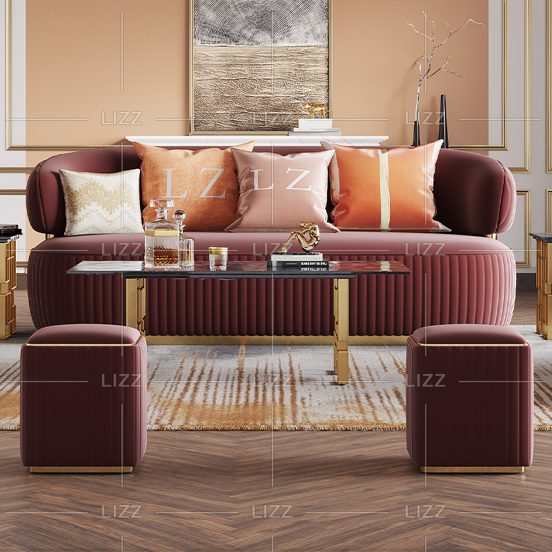 Luxury 3 Seater Metal Frame Fabric Sofa