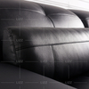 Modern Office Living Room Sofa Black Leather Couch