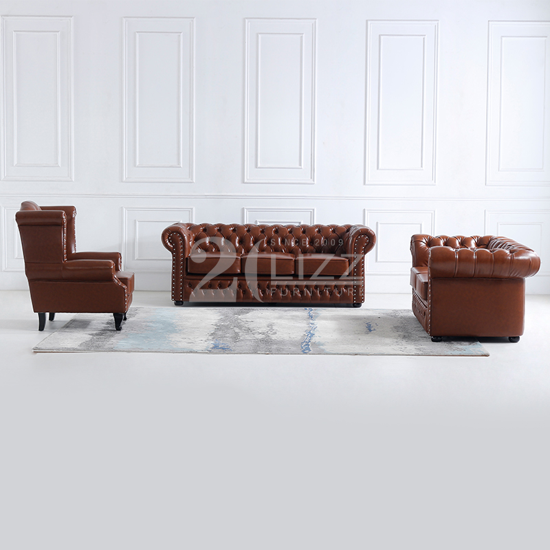 Wholesale Brown Leather Chesterfield Sofa for Home, Office and Hotel