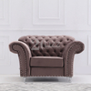 Classic Style Brown Fabric Sofa with Wooden Frame