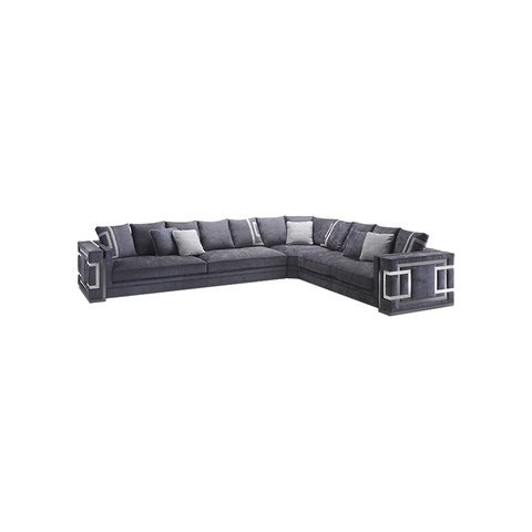 Foshan Luxury Sofa Factory Supplier Vertigo Composizione Sectional L-shape Sofa Set