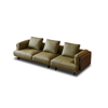 Italian Minimalist Modern Sofa Furniture Weaved Back Leather Couch