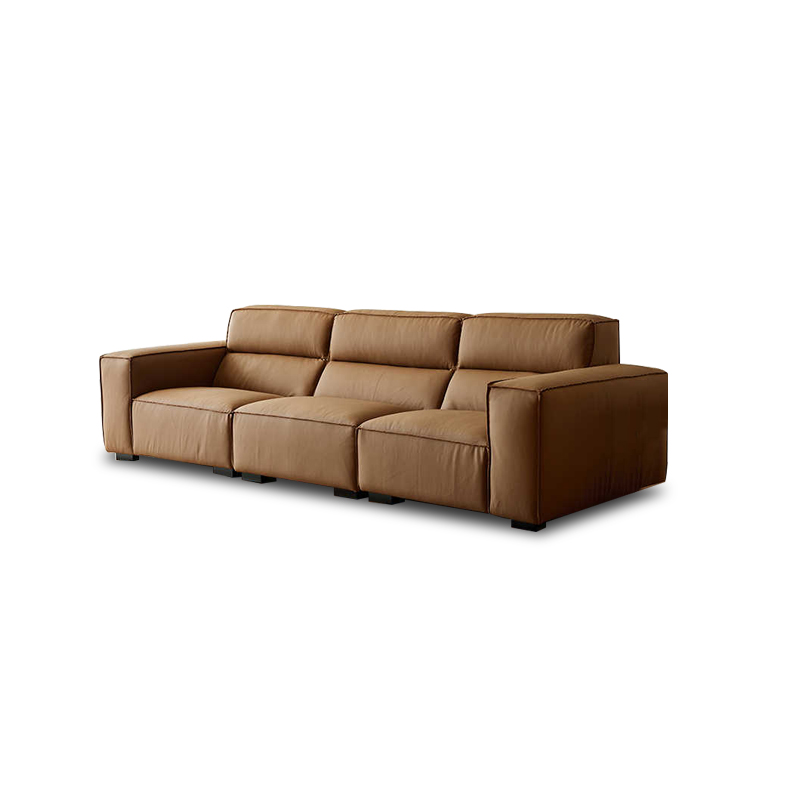 Modern Leather Sofa Three Seater High Back Leather Couch