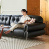 Custom Luxury Modern Sofa for Hotels Italian Black Leather Couch Feather Sofa
