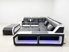 Futuristic LED Light U-shape Leather Sectional Corner Sofa Set with Coffee Table