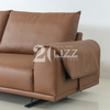 Contemporary Brown Leather Furniture Italian Sofa with Storage on Arms