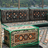 Arabic Hospitality Majlis Furniture Green Fabric Floor Seating Pallet Cushion Set