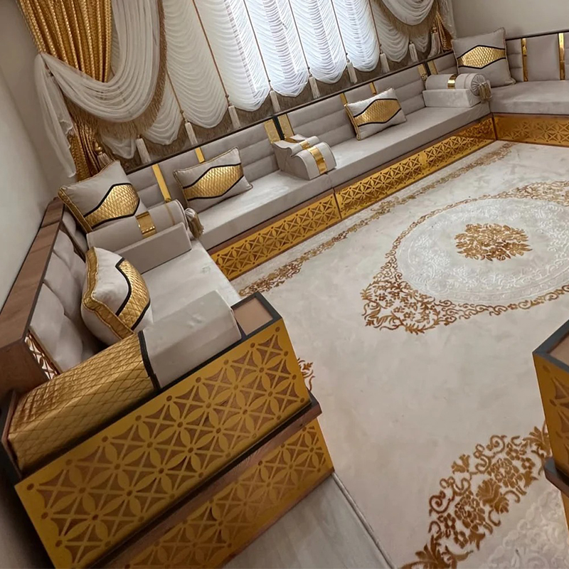 Arabic Furniture for Cafes Ottoman Sofa Brown Majlis Jalsa Sofa