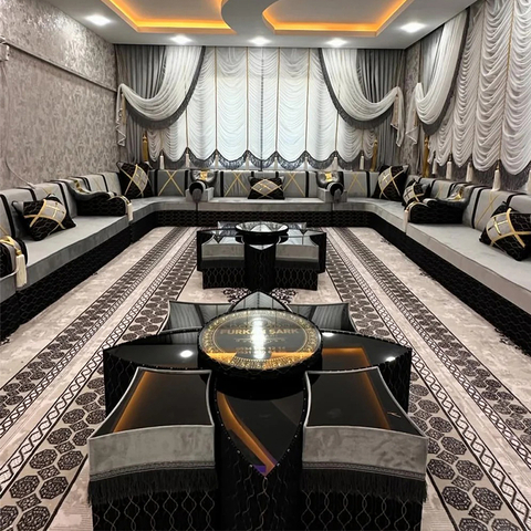 Arabic Furniture for Cafes Jalsa Set Morrocan Wooden Bench Sofa Majlis Sofa