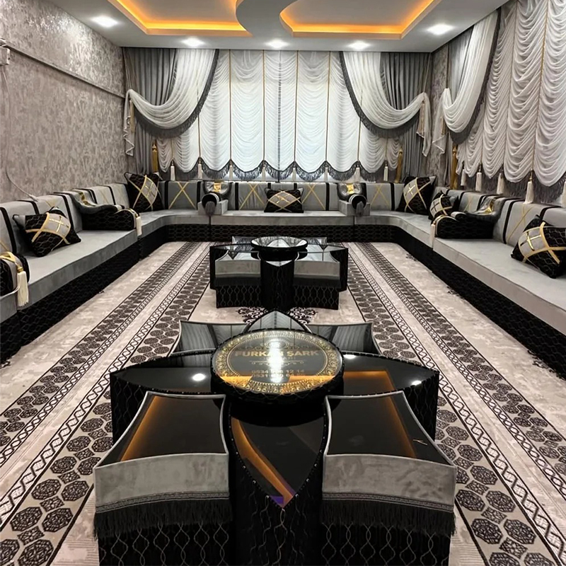 Arabic Furniture for Cafes Jalsa Set Morrocan Wooden Bench Sofa Majlis Sofa