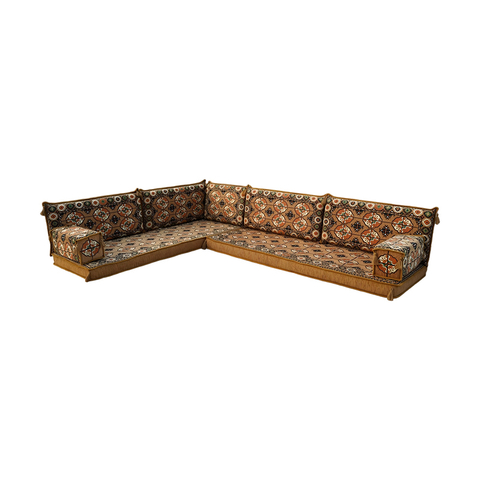 Gold L Shaped Arabic Floor Sofa Set Livingroom Majlis Furniture