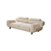 Golden Wood Base Round Back Boucle Fabric Beige Sofa Set