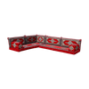 Red Color Floor Cushions L Shaped Arabic Seating Sofas Traditional Majlis