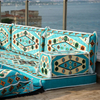 Light Blue Fabric Corner Arabic Seating Furniture Handmade Livingroom Sofa