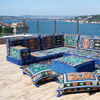 Mix And Match Blue Fabric Arabic Floor Sofa Bench Cushions L Shape Corner Seating Set