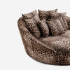 DG Giglio Round Shape Wide Seat Two Seater Leopard Fabric Loveseat Sofa