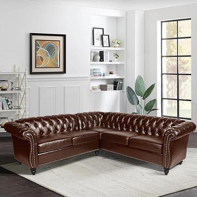 American Classical Chesterfield Corner Sofa Furniture Sectional Leather Lounge from China manufacturer Lizz Furniture