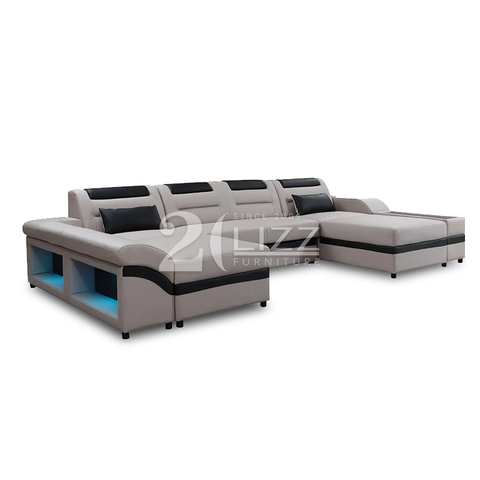 Futuristic Smart Furniture Venus Modern Leather Sectional Sofa Bed with USB Port