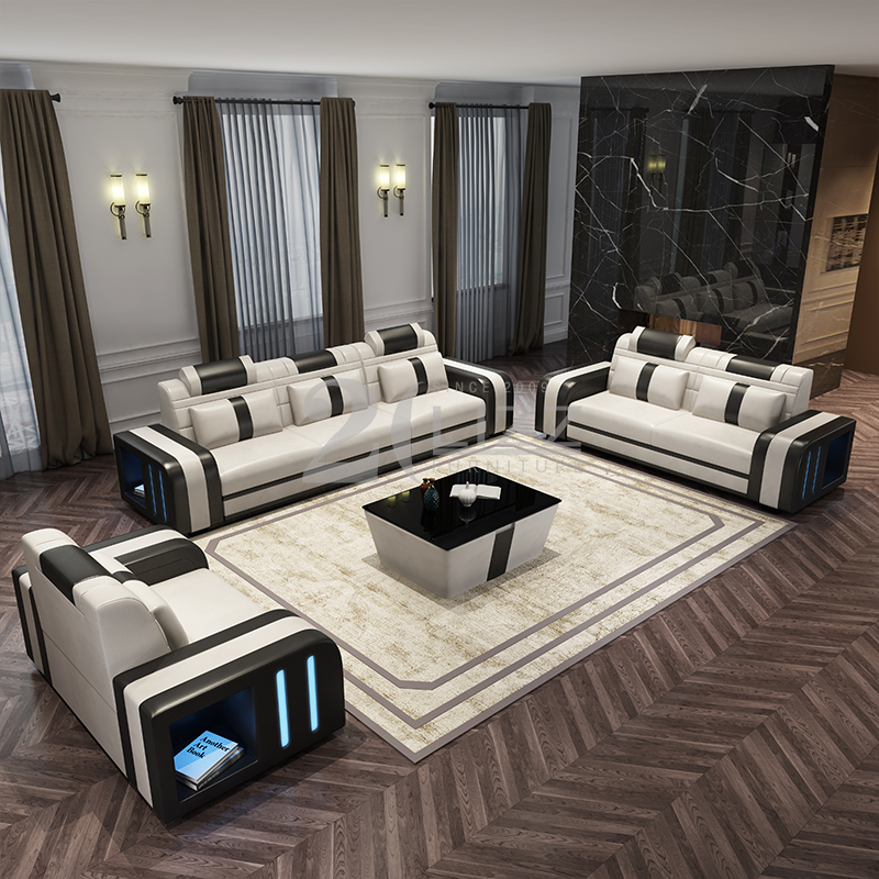 Light Luxury American Style Modern Design Living Room Leather Sofa Furniture