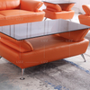 Orange Leather Living Room Sofa Set Sectional Couch