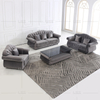 Royal Living Room Sofa Set Black Leather Chesterfield Couch