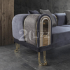 Luxury Contempory Fine Furniture Meuble Grey Velvet Fabric Sofa Set