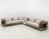 Contemporary Italian Leather and Fabric Corner Sectional Sofa