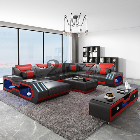 Couch Cloth Led Sectional Sofa with Table