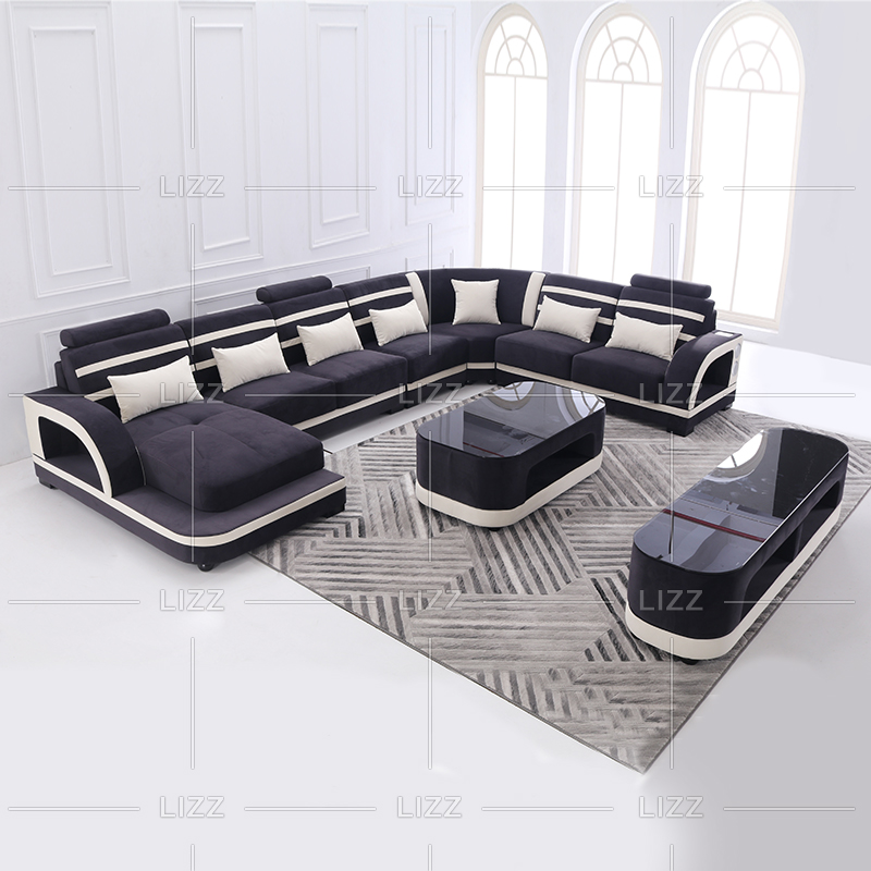 Fabric Lounge Led Sectional Living Room Sofa Set