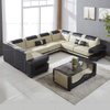 U Shape Genuine cream Leather Sofa