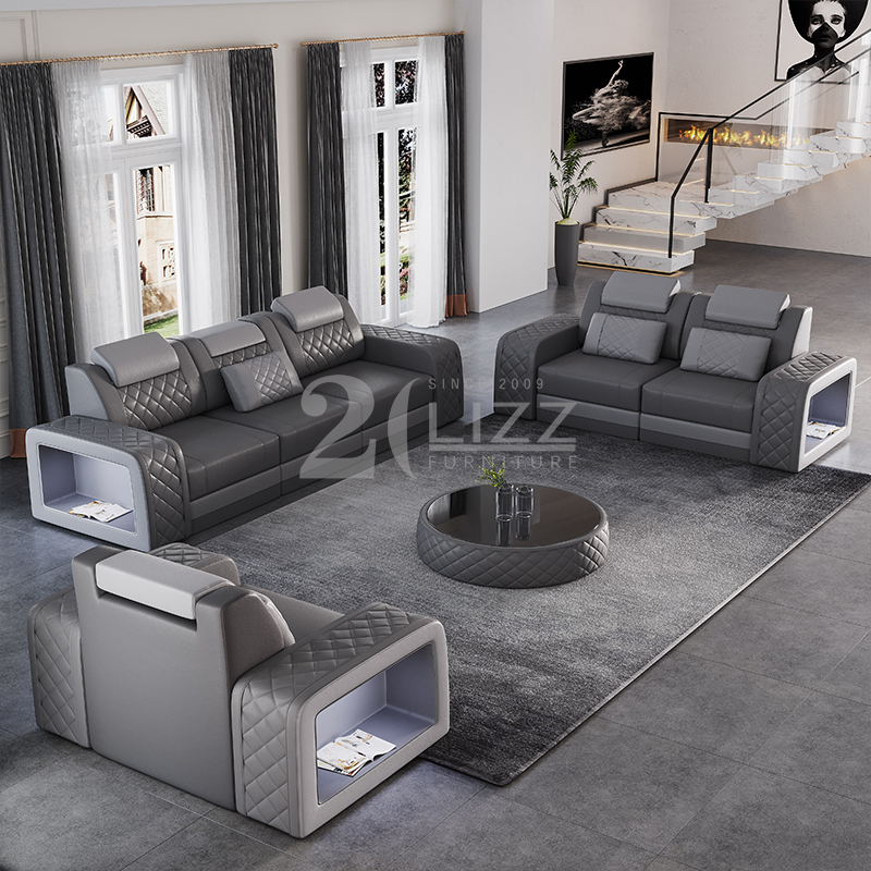 Leisure Tufted Led Sectional Sofa with Coffee Table