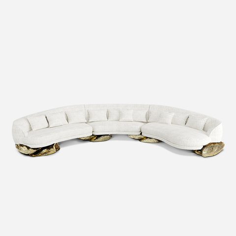 Italian Luxury Sectionals Factory Price Furniture Angra White Curved Sofa
