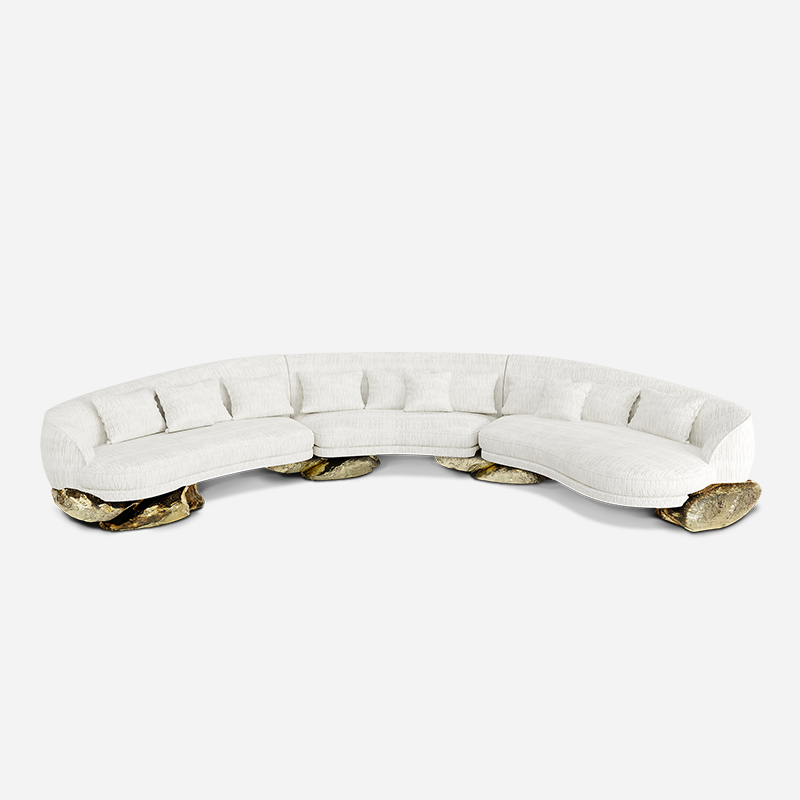 Italian Luxury Sectionals Factory Price Furniture Angra White Curved Sofa