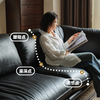 Italian Black Leather Feather Sofa for Home Hotel And Office